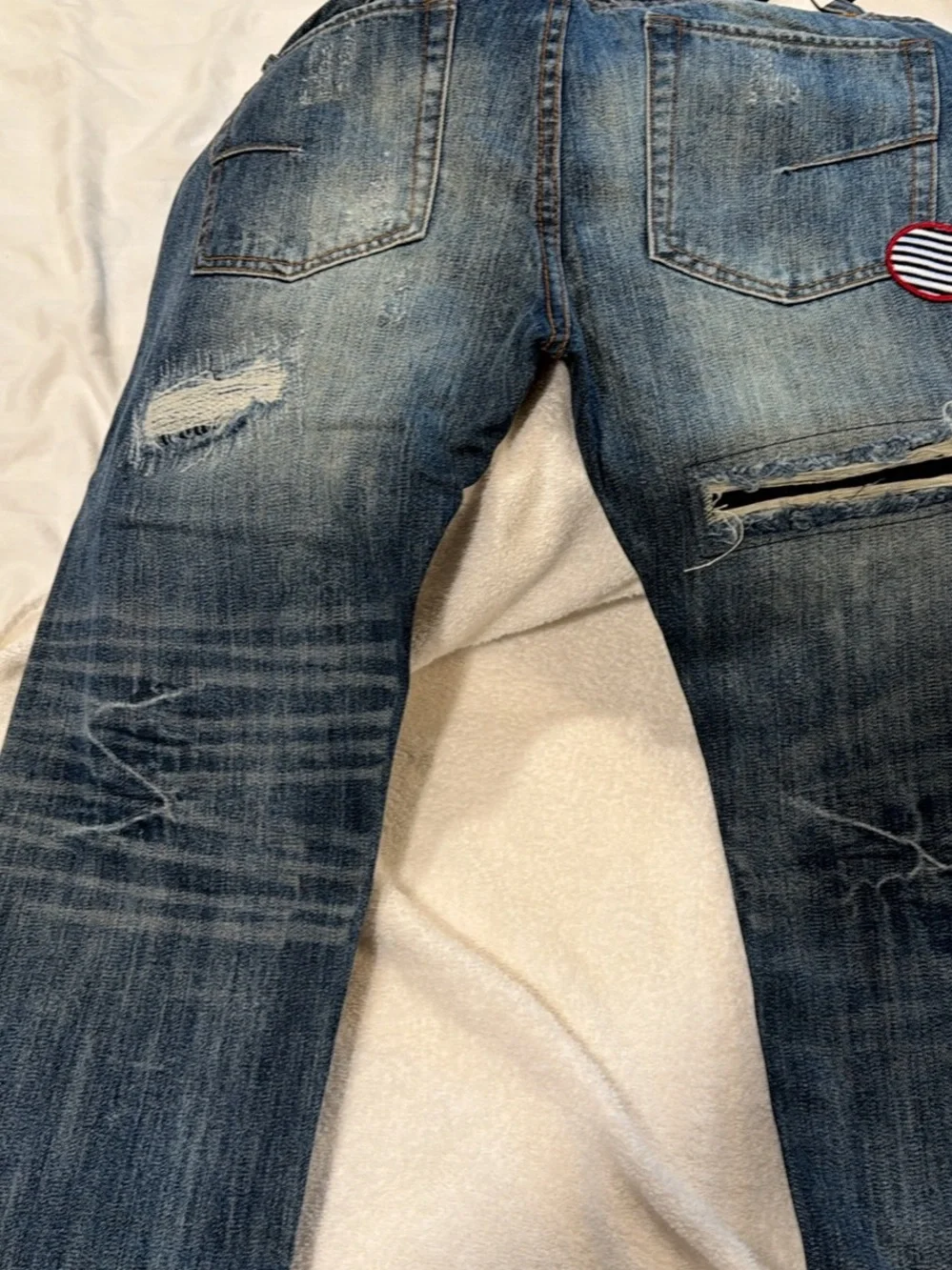 Mostly Heard Barley SeenDistressed Patch Blue Men’s Jeans